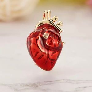 Small Anatomical Heart Enamel Brooch / Pendant | Red Heart Pin
